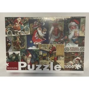 Seesaw Vintage Santa Postcards 1000 Piece Christmas Puzzle 19.7"x26.8" Retro NEW